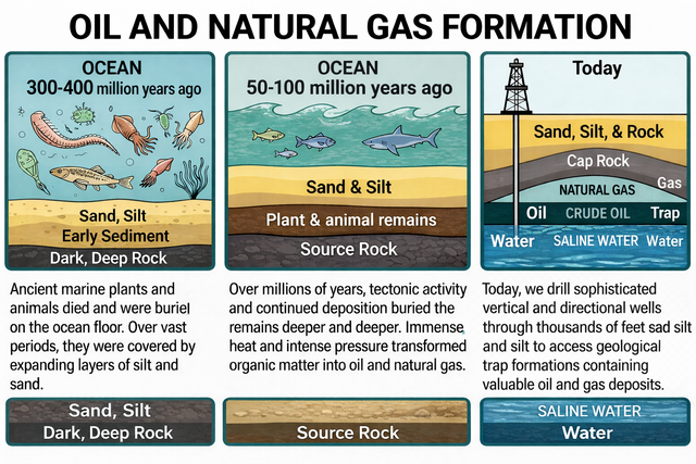 Oil and natural gas formation diagram